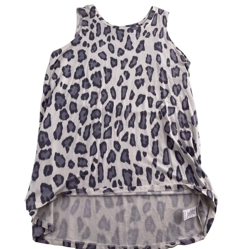 LOGO Lounge Lori Goldstein Women's 1X Gray Leopard‎ Print Sleeveless Top